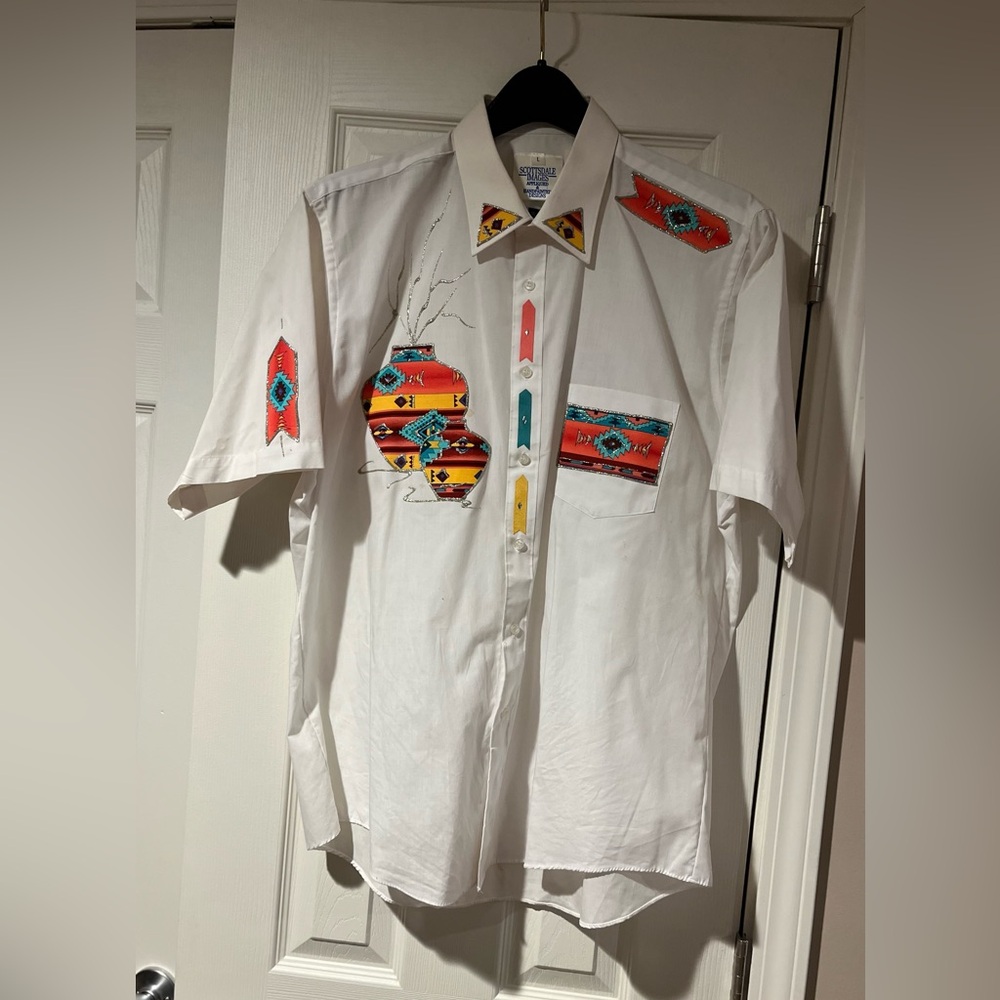 Embroidered White Button Down Shirt